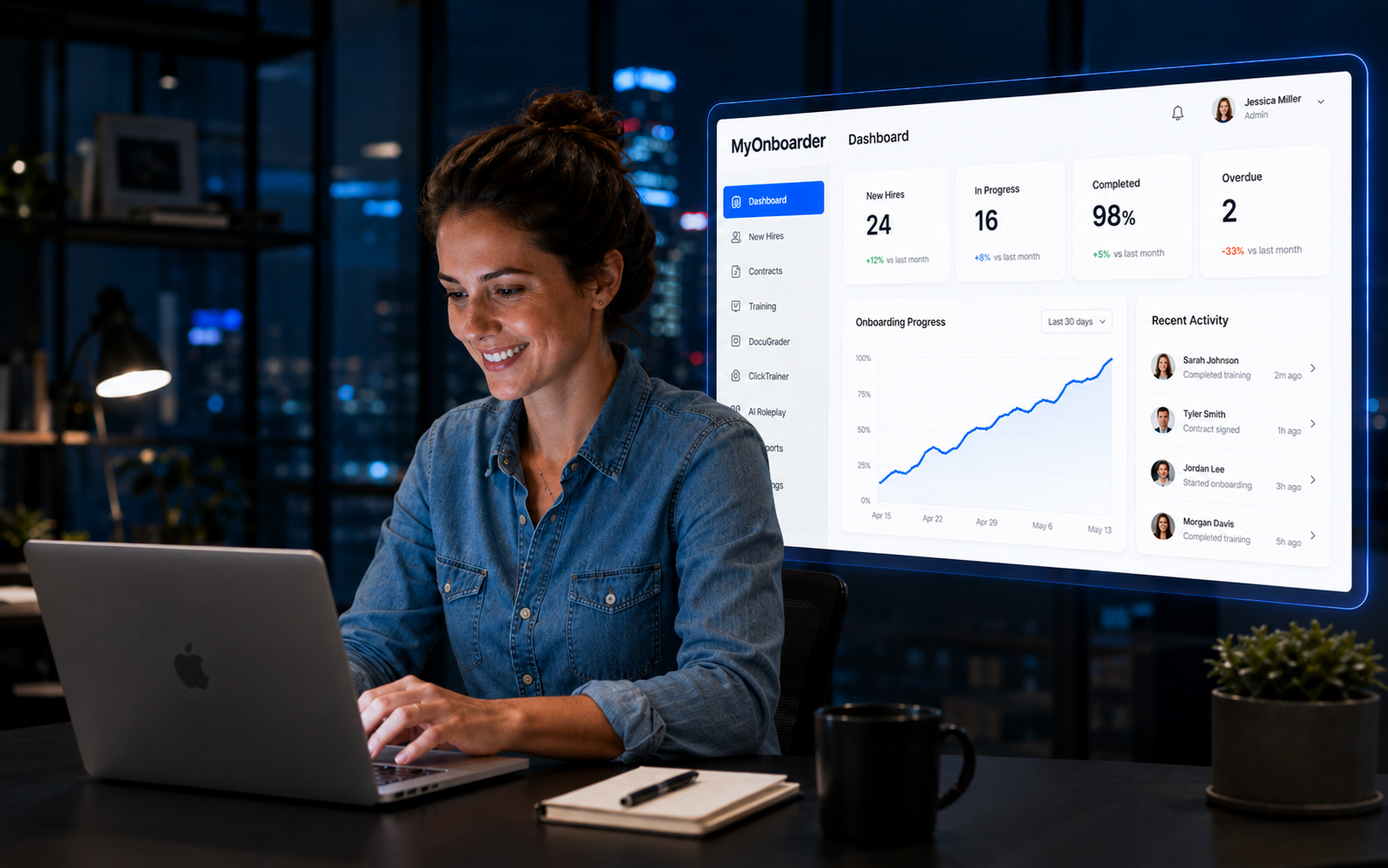 Professional using MyOnboarder dashboard